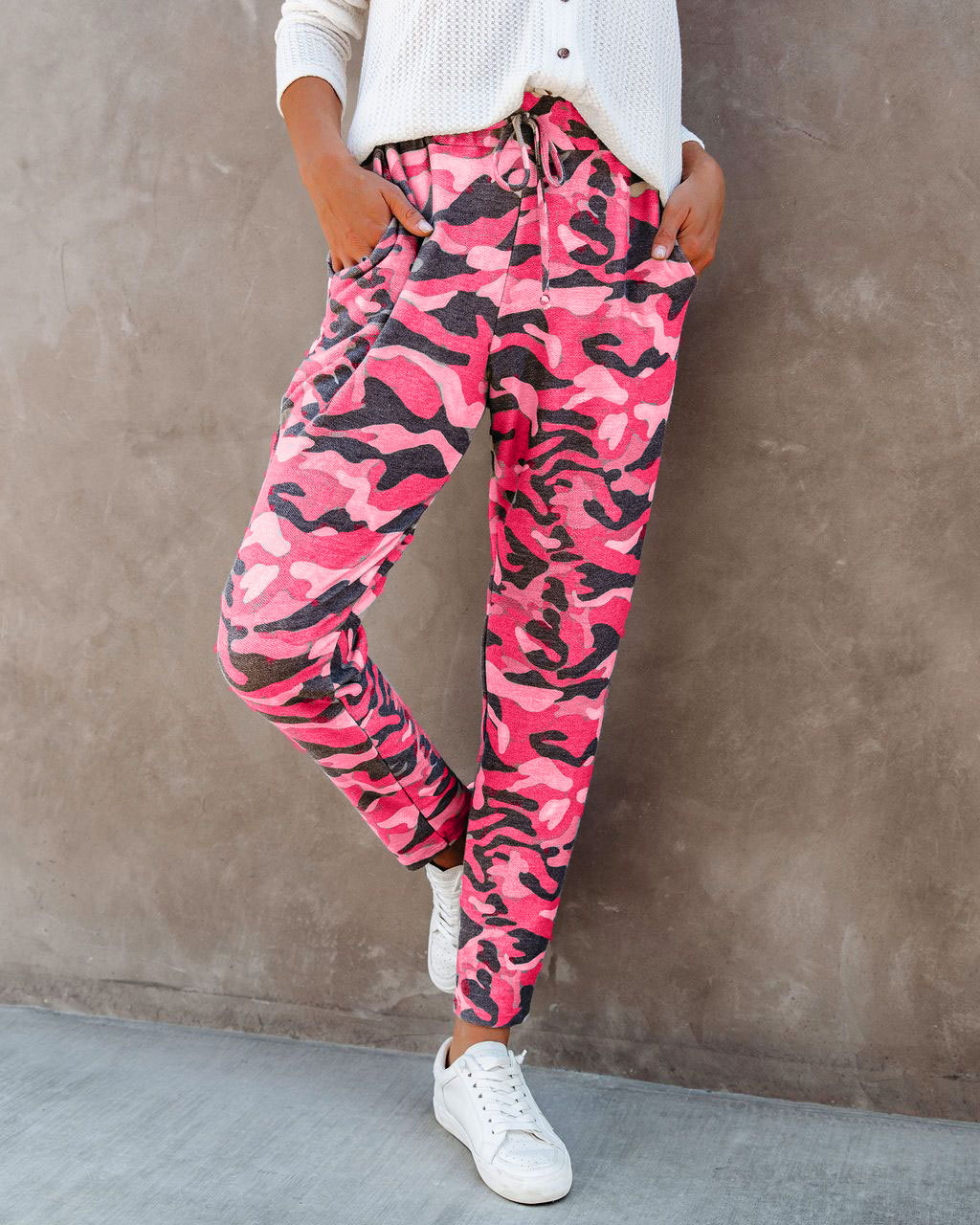 Title 4, Camouflage Print Elastic Waist Casual All-Match...