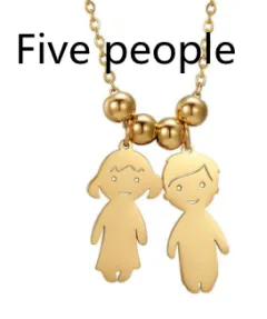 Boy and girl lettering pendant - Gold2. - View 1