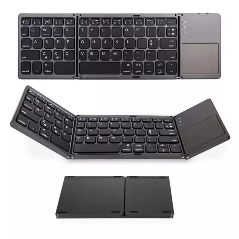 Folding Tablet Phone Computer Wireless Foldable Bluetooth Keyboard Multi-Function Button – image 5