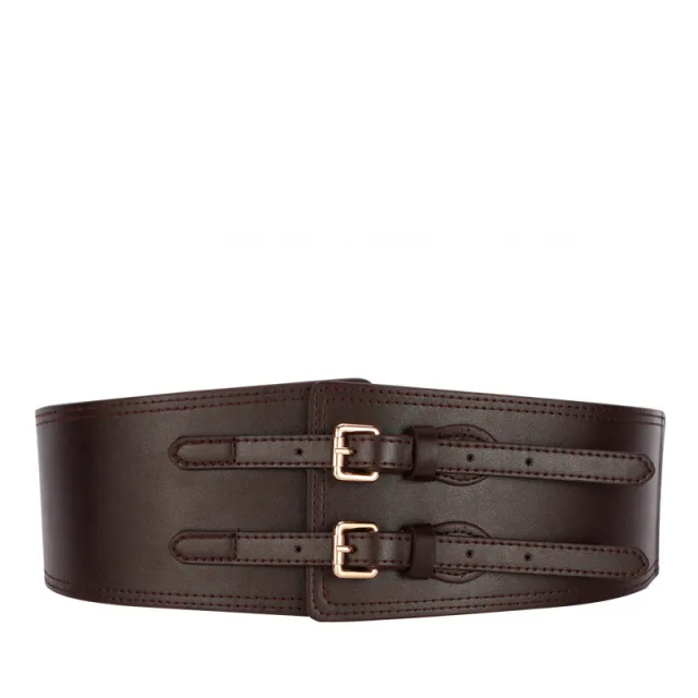 Coat Decorated With A Wide Waistband, Women's Waist Elasticated Elastic Belt Coffee - Shop at LoveMi