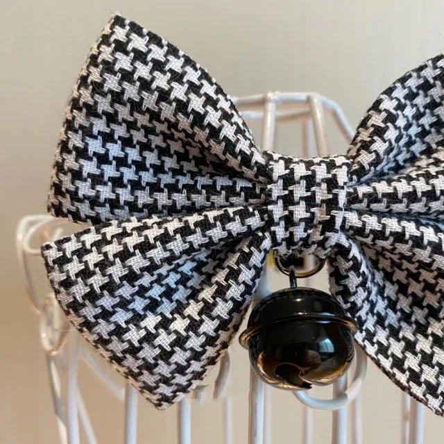 Pet Collar Puppet Cat Bow Decoration Black Checkered Bell - Shop at LoveMi