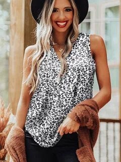 European And American Casual Sleeveless Loose T-shirt - White - View 1