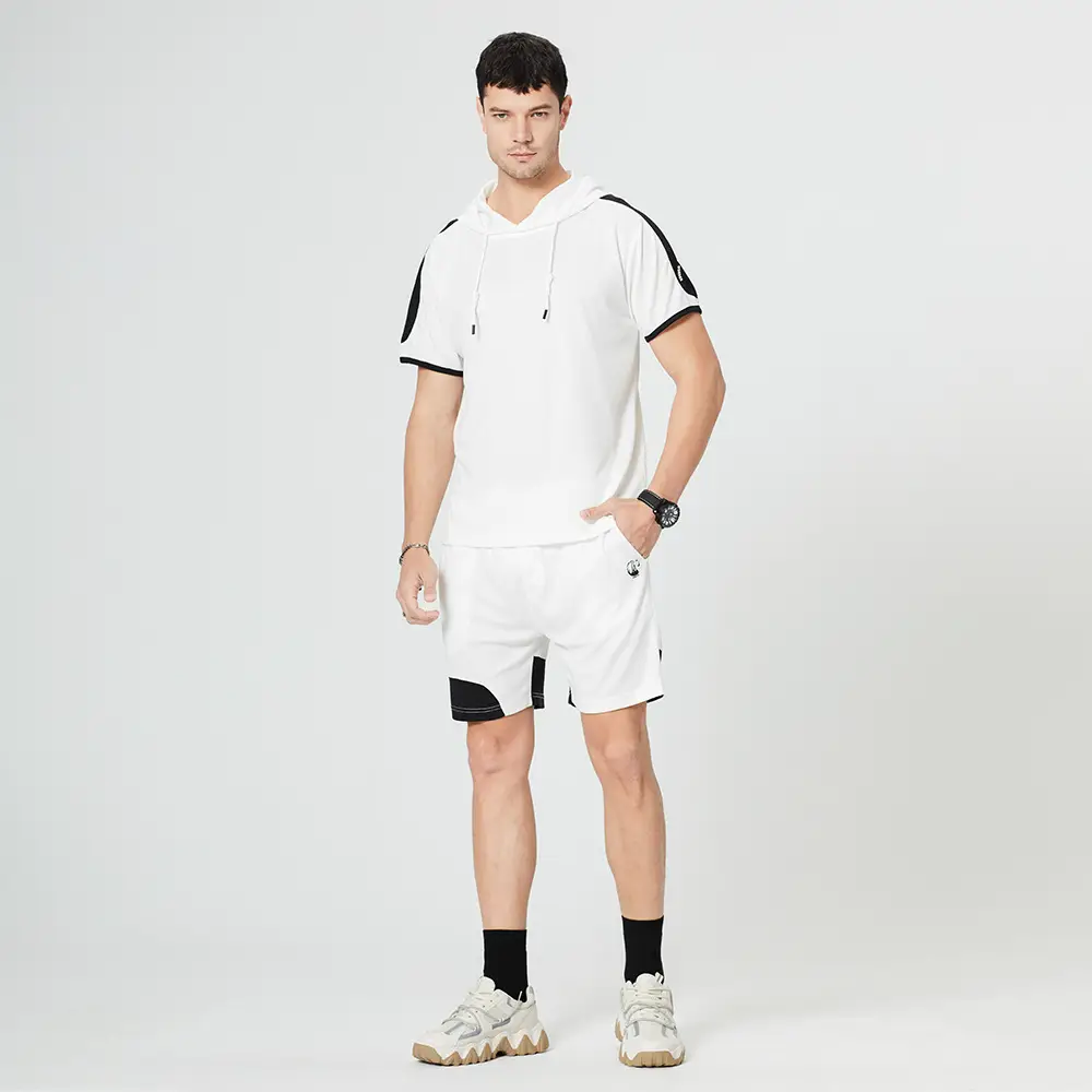 Hooded Color Matching Suit Men's Casual Sports