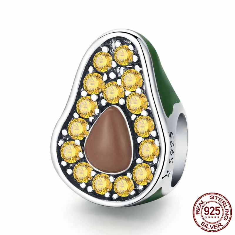 Avocado Sterling Silver S925 Beaded Oil Drop Beads - Green