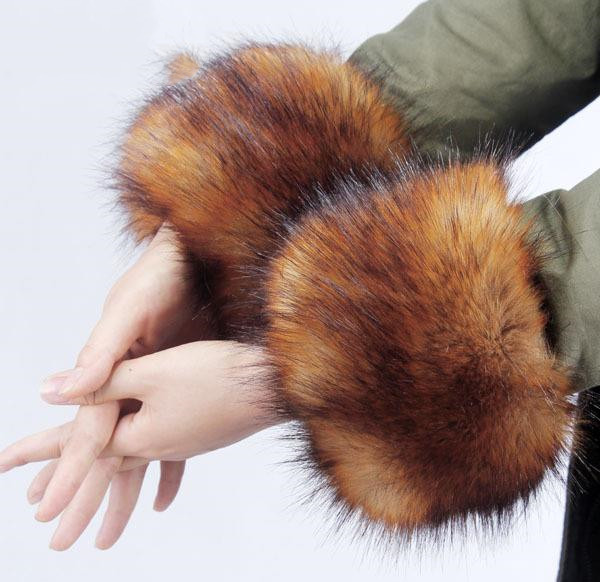 Women Furry Sleeve Cuffs Fox Short Wrist Bracelet Red Fox Bracelet - Shop at LoveMi