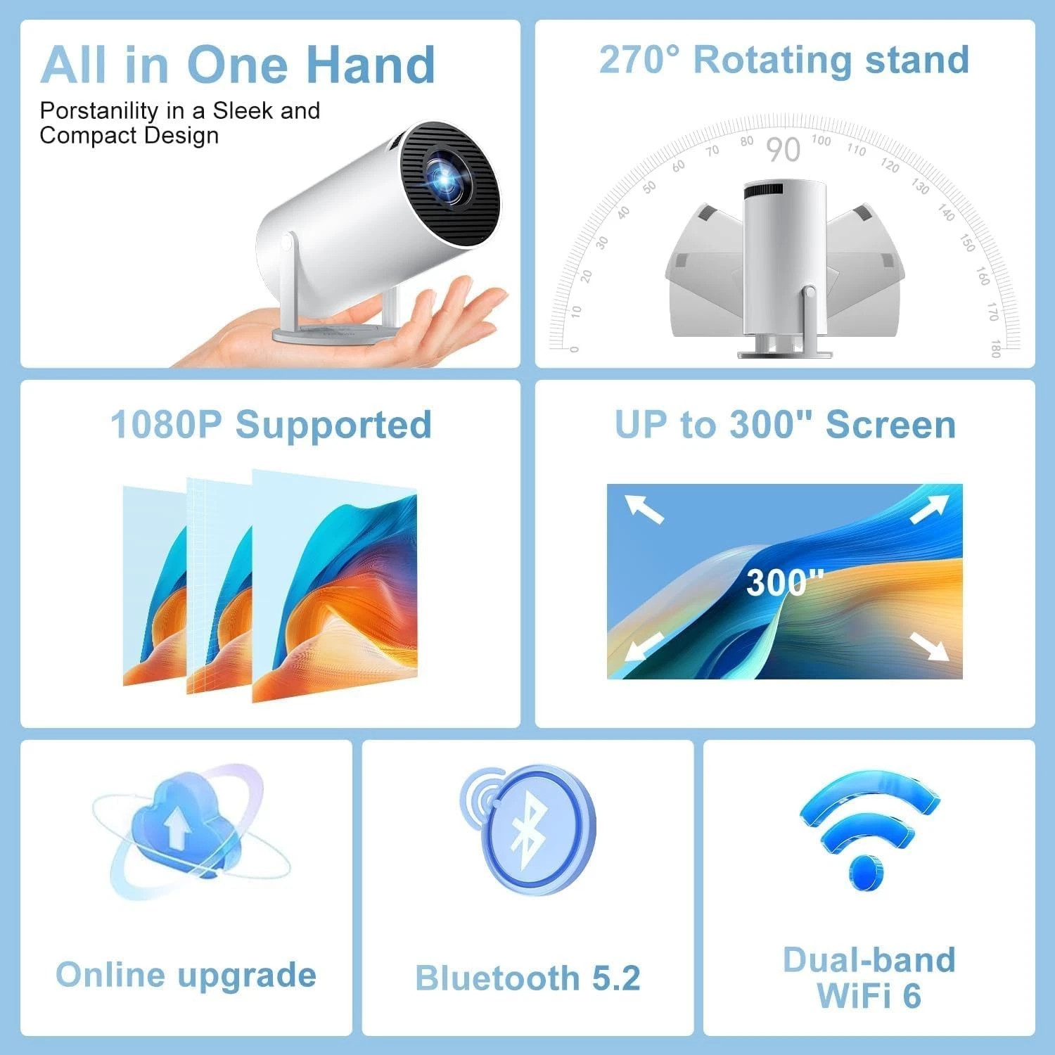 4K 5G Projector Smart HD LED WiFi Bluetooth H DMI USB Android Office Home — image 8