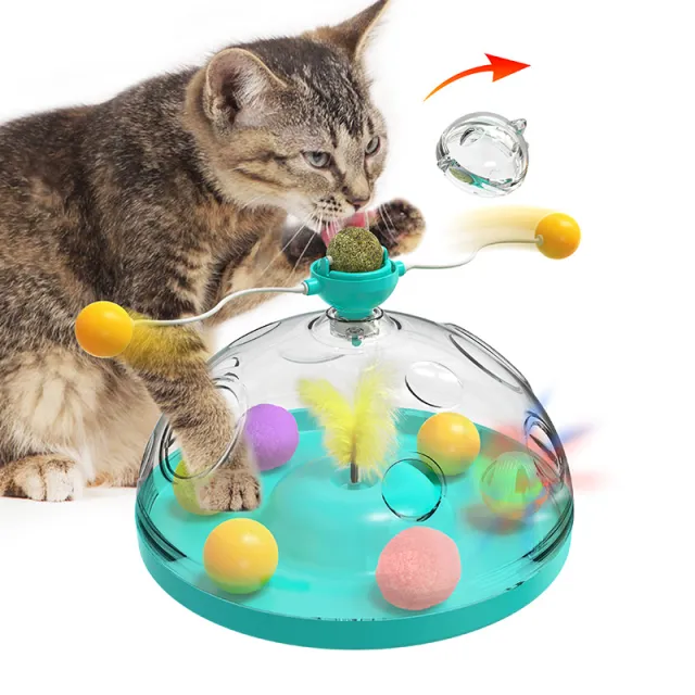 Meows Windmill Funny Cat Toys Interactive Multifunctional Turntable Pet Educational Toys With Catnip Luminous Ball Pinwheel Toys Pet Products Cat... Cat Treasure Box - Shop at LoveMi