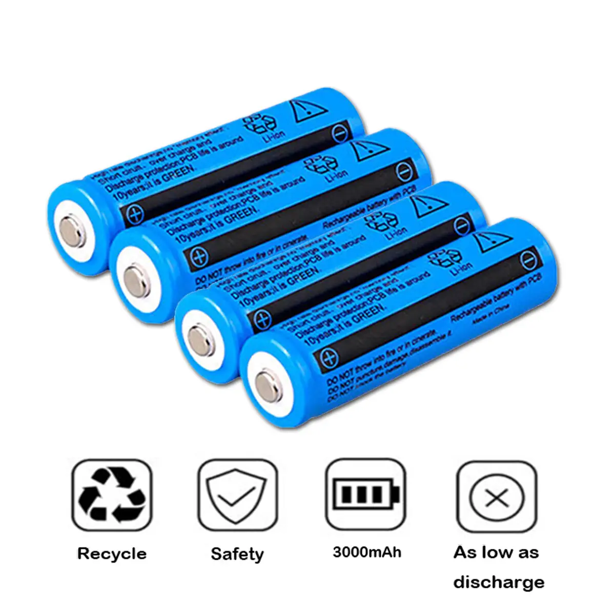 Battery 3.7V Rechargerable Li-ion 3000mAh 18650 Batteries