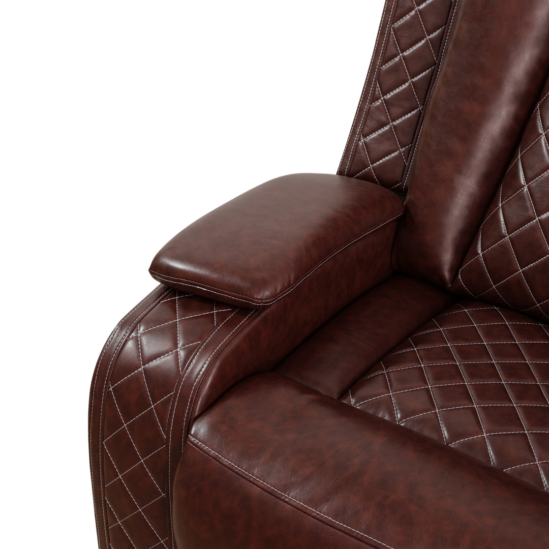 Pickup Only--Red Breathing Leather 3-Piece Living Room Recliner Sofa Set