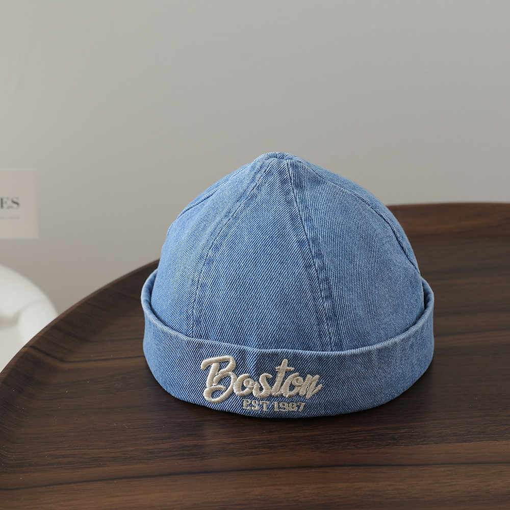 Children's Single-color English Letter Embroidered Adjustable Washable Distressed Bohemian Style Peaked Top Hat For Travel And Play 5