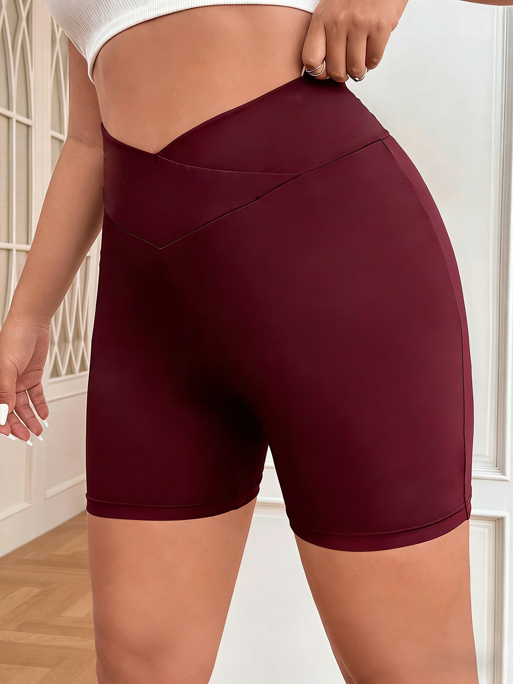 Plus Size Crossover Biker Shorts, picture 2 of 4