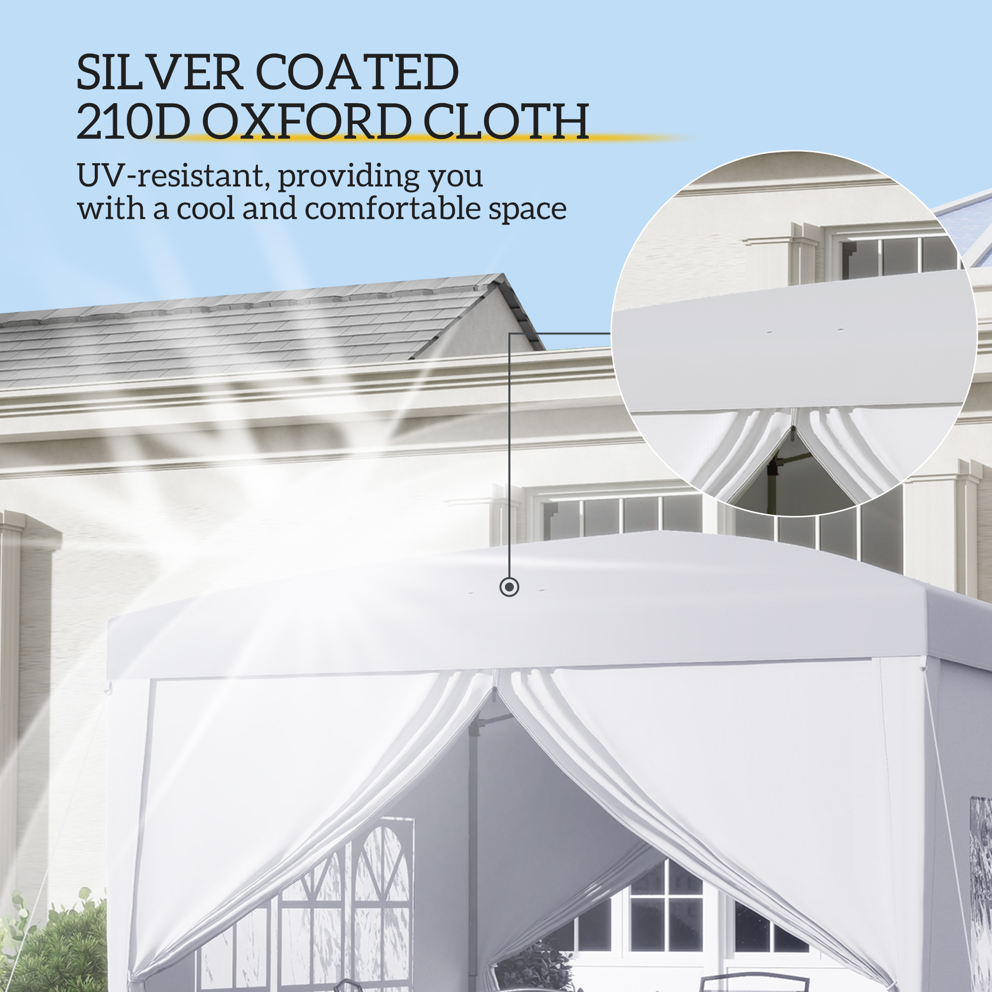 3x3m Pop-Up Gazebo With Curtain Walls And Windows White — image 7