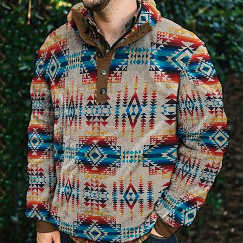 Autumn And Winter Casual Button Pocket Flannel Plush Men's Sweater