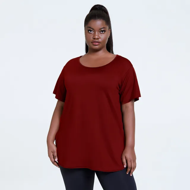 Loose Quick drying Clothing Plus Size Sports T shirt Short Sleeve Blouse Red - Shop at LoveMi