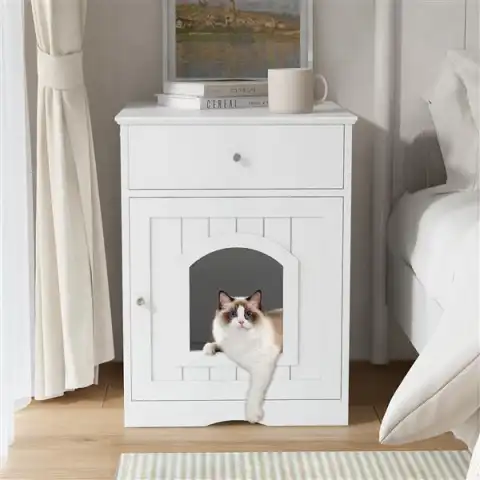 Wooden Cat Litter Box Enclosure