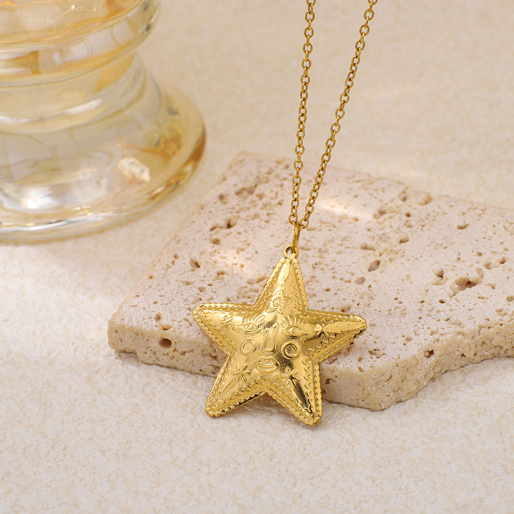Stainless Steel Ocean-style Starfish Pendant Necklace