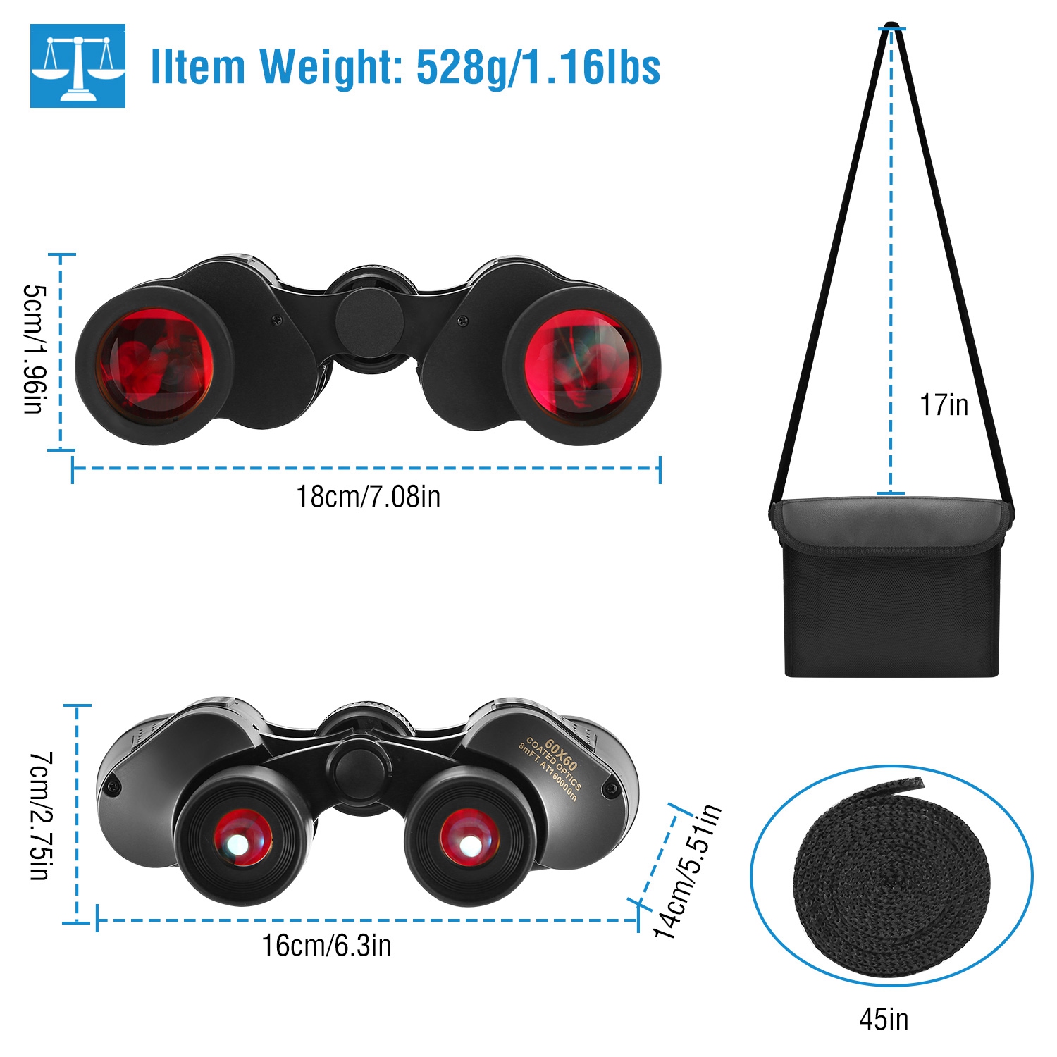 Portable HD Binoculars With FMC Lens Low Light Night Vision Telescope For Bird Watching Hunting Sports Events Concerts Adventure With Shoulder Strap Bag For Spring Summer Outdoor Adventure — foto 2