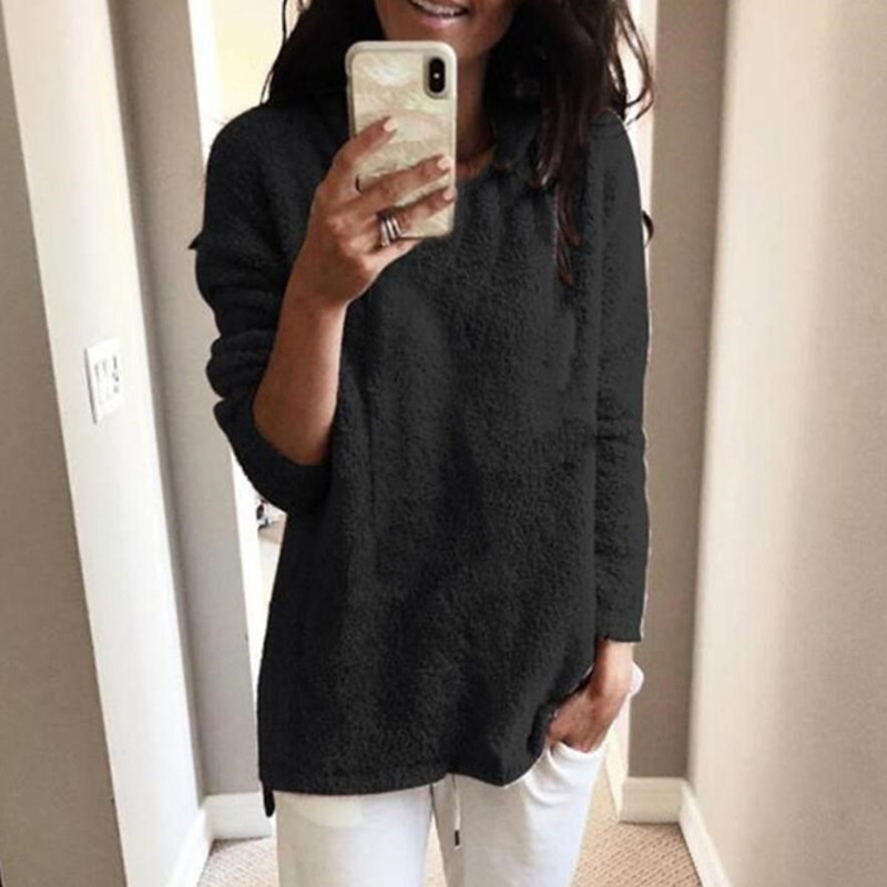Fashion Women's Winter New Round Neck Fleece Top Sweater