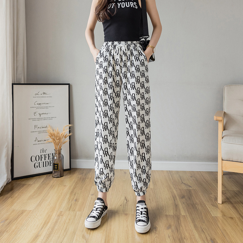 Title 3, Loose-fitting Feet Thin Letters Casual Pants Ha...