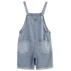 Women's Retro Denim Five Pants Loose Overalls Shorts - Light Blue - View 1