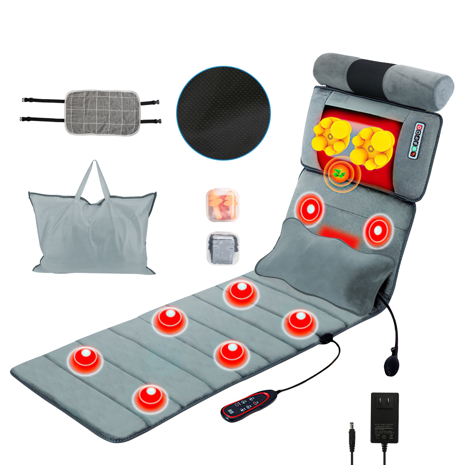 Full Body Electric Massage Mat with Heat, Vibration, and Nec