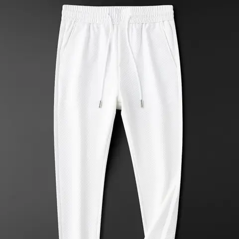 Twill Stretch White Trousers for Men
