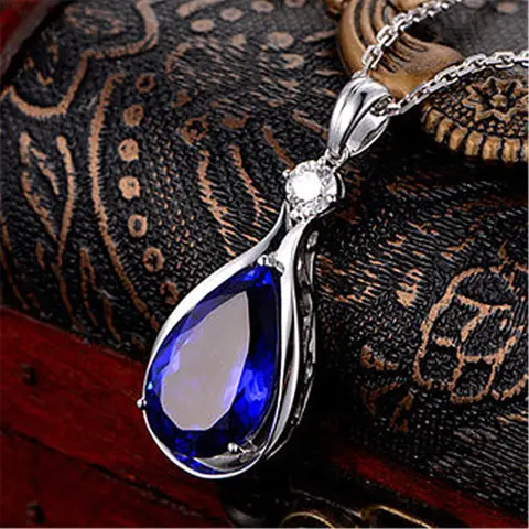 Angel Eyes Blue Crystal Sapphire Tanzanite Pendant Necklaces