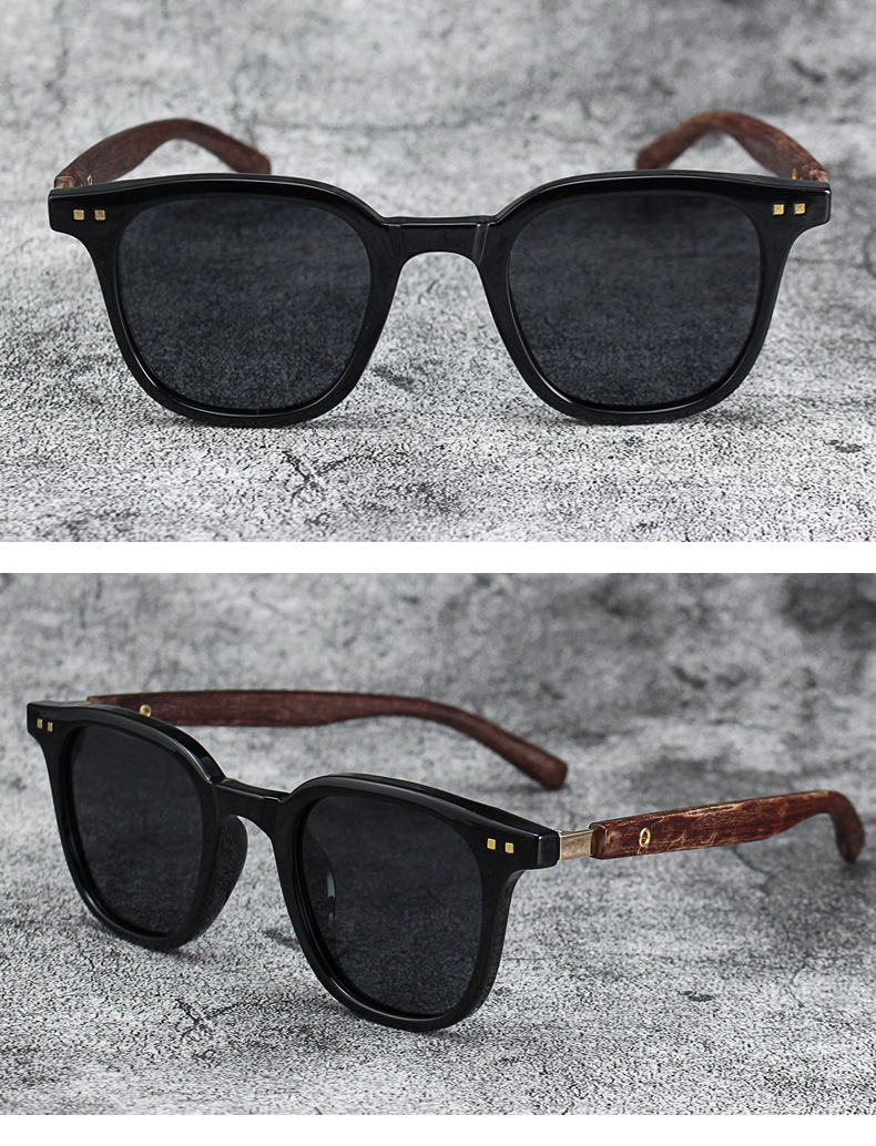 Title 8, Retro Wood Grain Polarized Myopia Sunglasses UV...