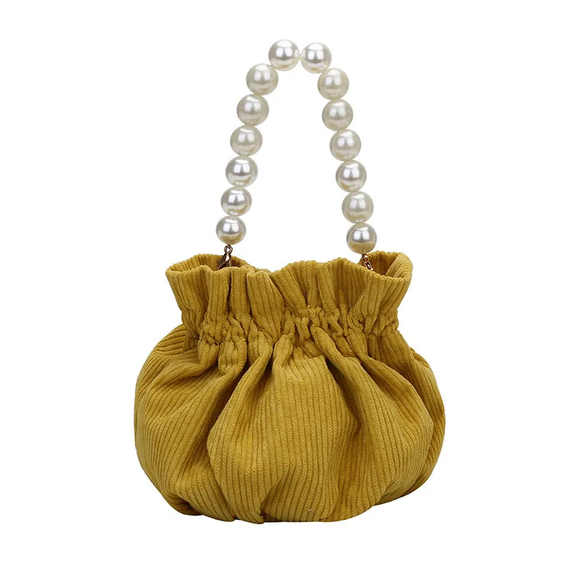 Crinkled Chain Cloud One Shoulder Crossbody Bag - Yellow