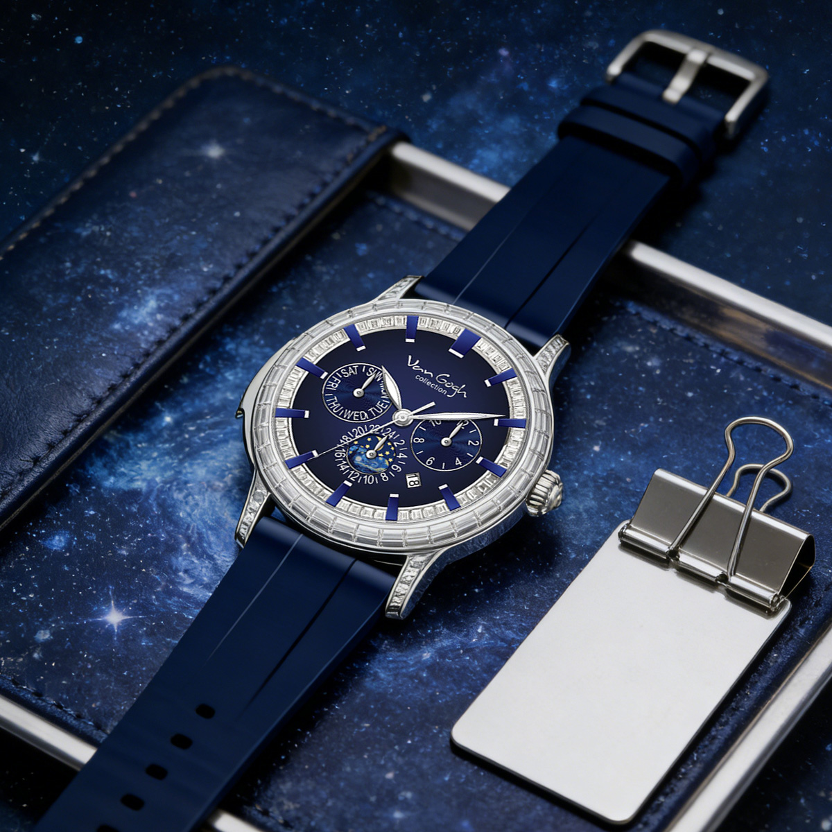 VAN GOGH High Appearance Light Luxury Men's Luminous Blue Mechanical Watch Bohui Series 5