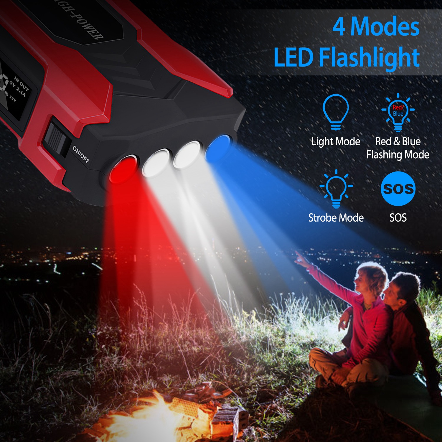 Car Jump Starter Booster 800A Peak 28000mAh 12V Battery Charger Up To 6.0L Gas Or 3.0L Diesel Engine With LCD Screen 4 Modes LED Flashlight — foto 18