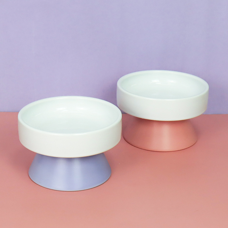 Cat Ceramic Heightened Neck Guard Wide Mouth Bowl Drinking Water