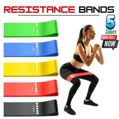 resistance bands loop set of 5 exercise strength workout fitness yoga bo