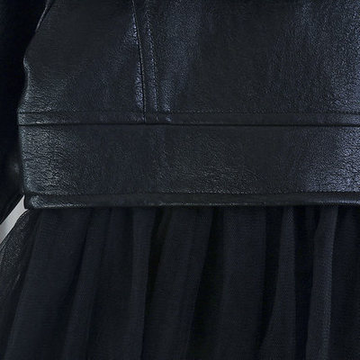 Children's Fashion Dress Top Jacket Panel Leather Jacket