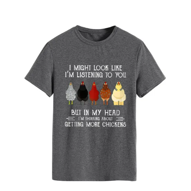 Simple Round Neck Pullover Blouse Print T shirt Dark Grey - Shop at LoveMi