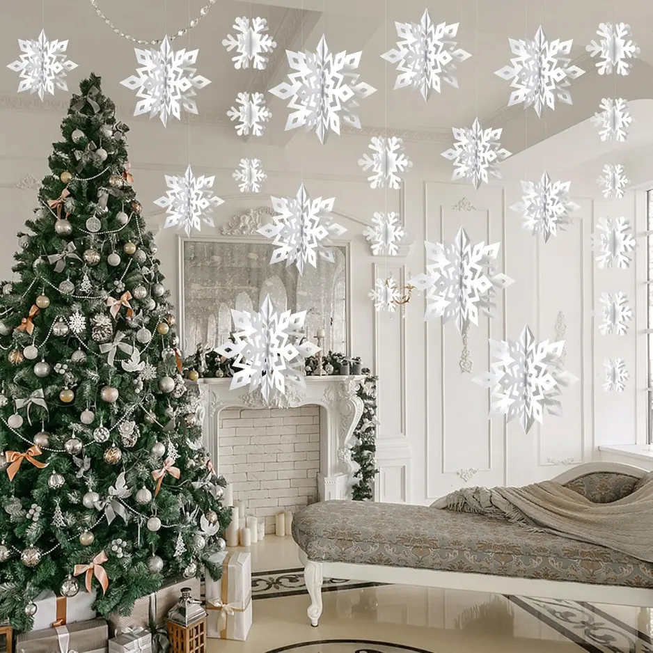 Decorations, Paper Christmas Hanging Decor Indoor, White