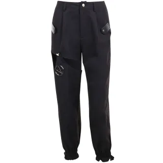 Goth Punk Loose Slack Track Pants Cargo - Black