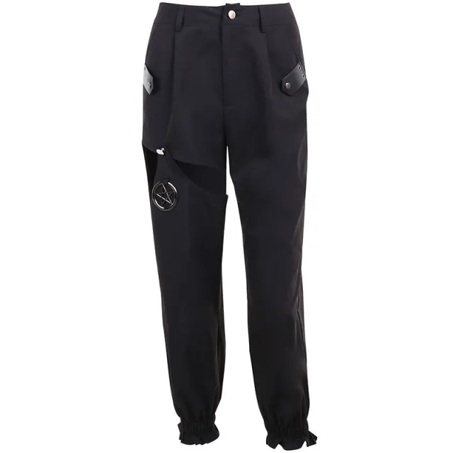 Goth Punk Loose Slack Track Pants Cargo Black - Shop at LoveMi