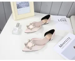 Flat diamond low-top pointed-toe shallow sandals - Champagne-36 - View 1