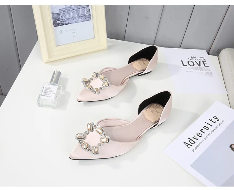 Flat diamond low-top pointed-toe shallow sandals - Champagne-42