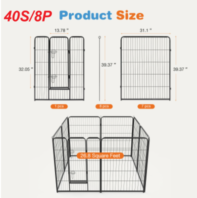 Dog Playpen Indoor Fence Height Metal Exercise Pen With Door Small Puppy-Medium-Large Dogs Animal Pet For Outdoor,… - 31