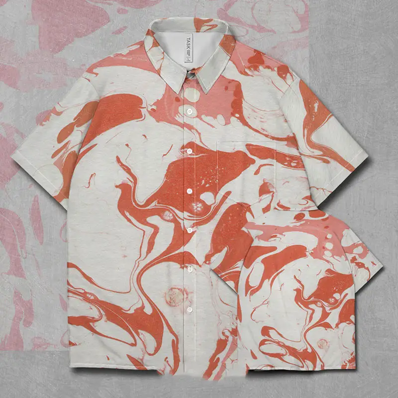 Color Ink And Wash Oil Painting Tie-dye Literary Short-sleeved Quick-drying Handsome
