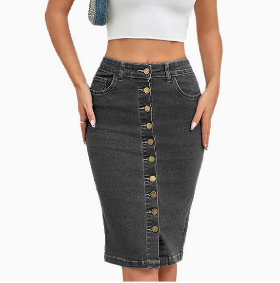 Women's High Waist Denim Pencil Skirt