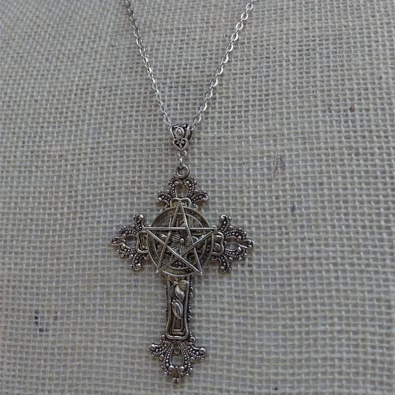 Big Moth Cross Necklace Skull Moth Necklace