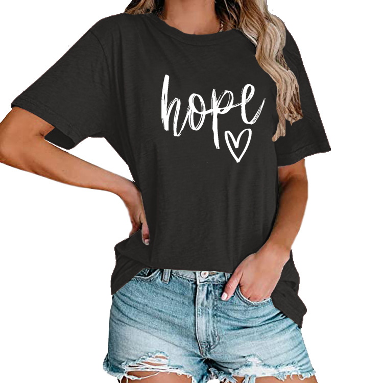 Title 20, Camiseta solta feminina HOPE Love Print, confor...