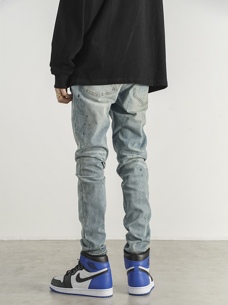Slim-fit Jeans With Hand-splashed Ink