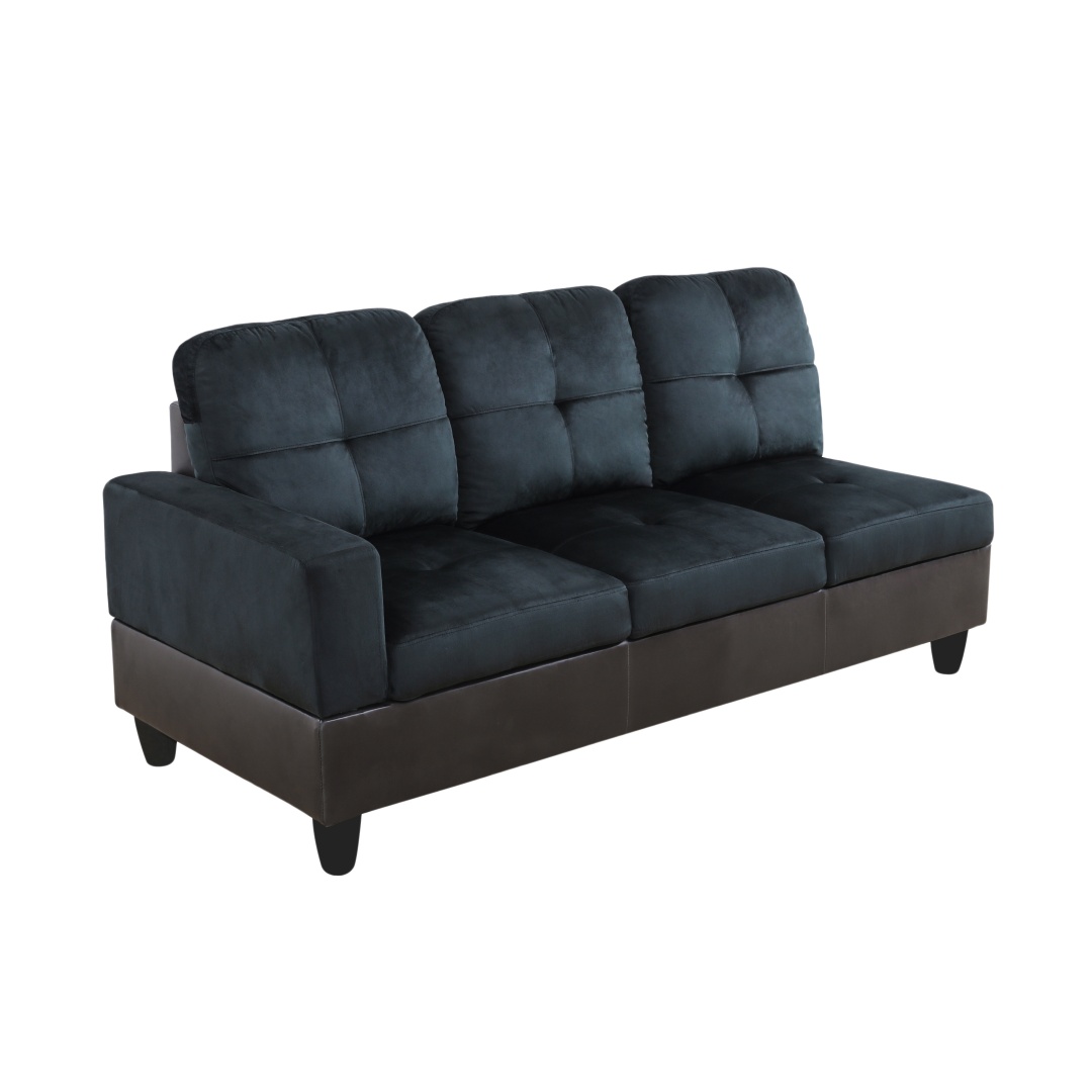 Pickup Only--Dark Blue And Brown Color Lint And PVC 3-Piece Couch Living Room Sofa Set
