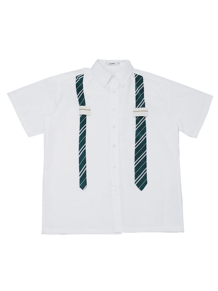 Men's Summer Preppy White Short-sleeved Shirt