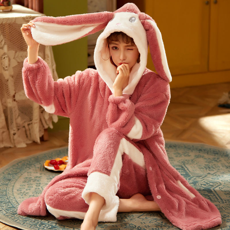 Women's Elegant Long-Sleeve Loungewear Gown