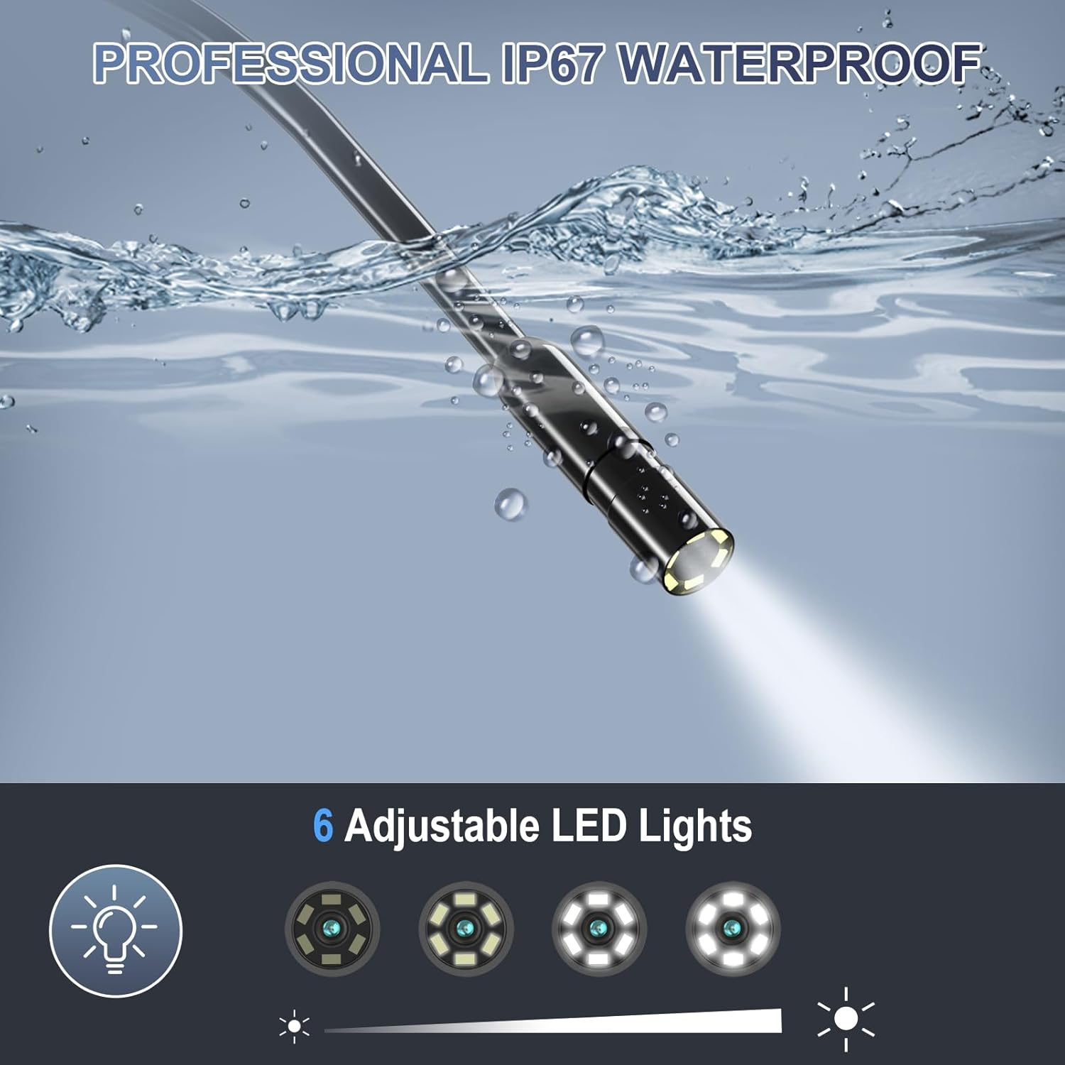 HD Dual-Lens Waterproof Endoscope Camera With Built-in Lights  Inspection Endoscope